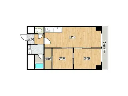 難波リーガルハウス(2LDK/4階)の間取り写真