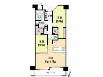 グレンパーク梅田北(2LDK/9階)の間取り写真