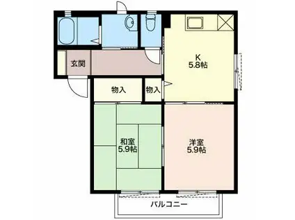 ニューシティハイツ II(2K/2階)の間取り写真