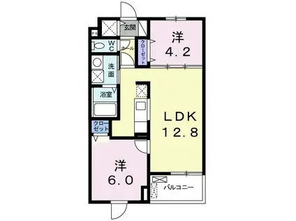 プラシード(2LDK/1階)の間取り写真