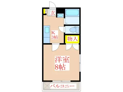 ハイアット21府中A棟(1K/4階)の間取り写真