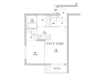 アスウェル美園フレット(1LDK/2階)の間取り写真