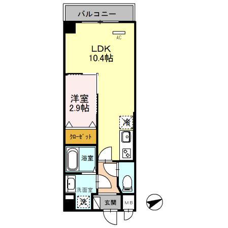 ソラシエスタ(1LDK/4階)の間取り写真
