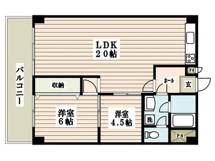 シャンボール新宿御苑前(2LDK/4階)の間取り写真
