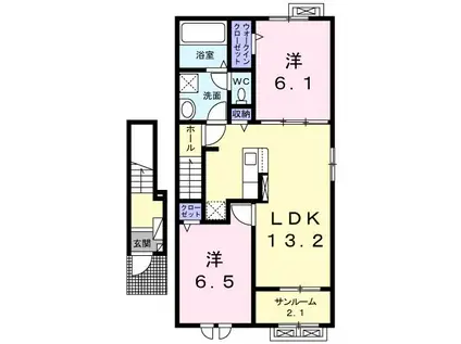 マロン A(2LDK/2階)の間取り写真