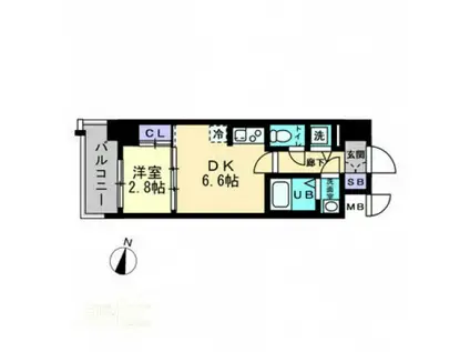 ミラージュパークフロント(1DK/5階)の間取り写真