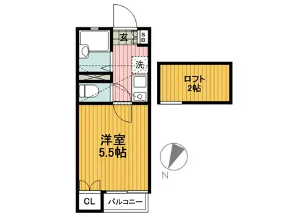 ジュネス旭ヶ丘(1K/1階)の間取り写真