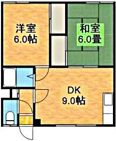 ハイツ木村(2LDK/2階)の間取り写真