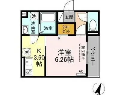 アナシエ南篠崎町II(1K/1階)の間取り写真