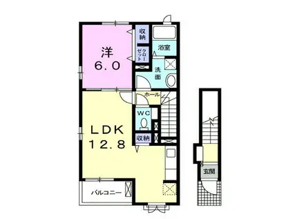 モンスゥリール II(1LDK/2階)の間取り写真