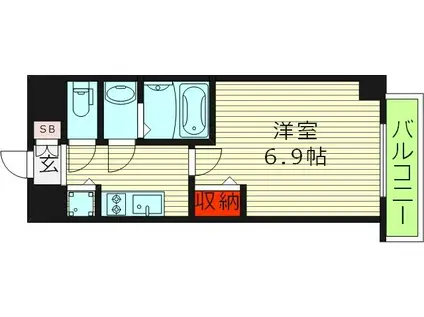 ゼオン大阪イースト(1K/10階)の間取り写真