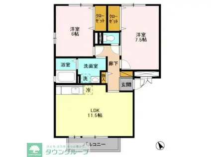 パークサイド西船(2LDK/3階)の間取り写真