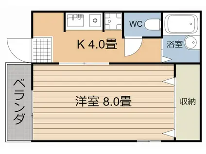 コーポふみ(1K/4階)の間取り写真