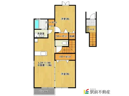 カーサディメローネI(2LDK/2階)の間取り写真