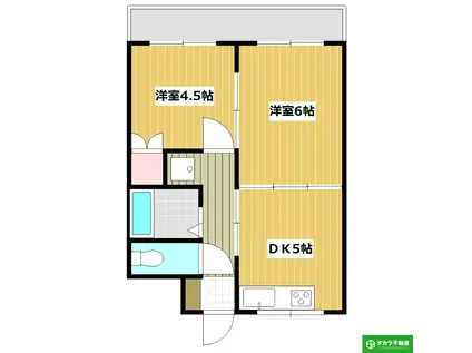 ハルマプラザ(2DK/1階)の間取り写真