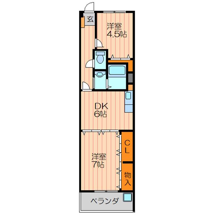 門真ロイヤル(2DK/5階)の間取り写真