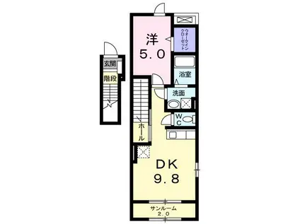 フォーピュア 南城(1LDK/2階)の間取り写真
