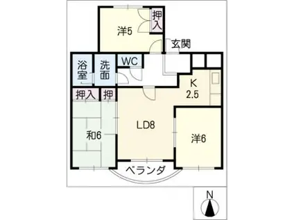 フラッツ本城(3LDK/3階)の間取り写真