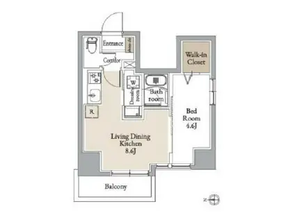 グランカーサ住吉II(1LDK/9階)の間取り写真