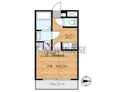 スリーベルマンションII(1K/2階)の間取り写真