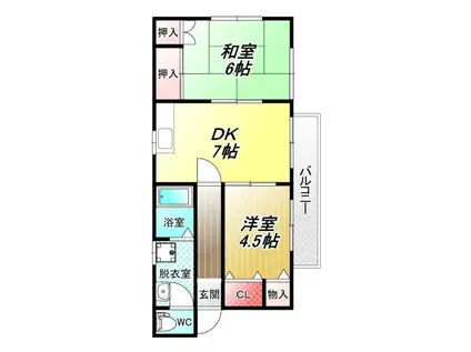 グリーンハイツ志紀II(2DK/2階)の間取り写真