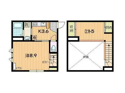 エール矢巾(1K/2階)の間取り写真