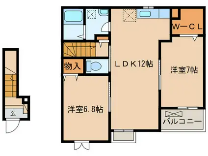 ブルーマーブル(2LDK/2階)の間取り写真