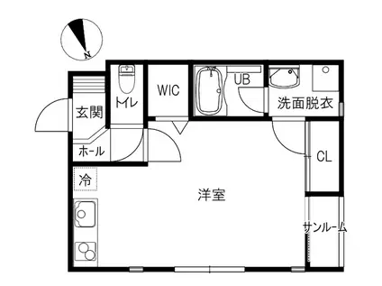 INITIUM(ワンルーム/1階)の間取り写真