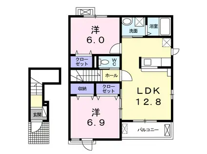 ブランシュ プロスペレD(2LDK/2階)の間取り写真