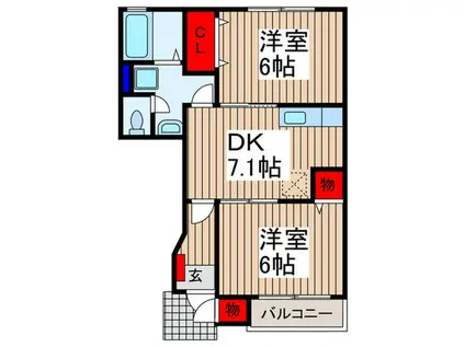ラフィネ 壱番館(2DK/1階)の間取り写真