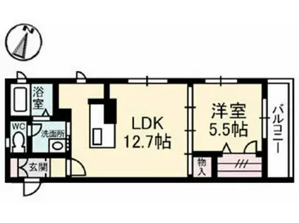 フローラ古江西(1LDK/2階)の間取り写真
