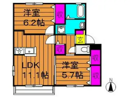 グレイス今(2LDK/2階)の間取り写真