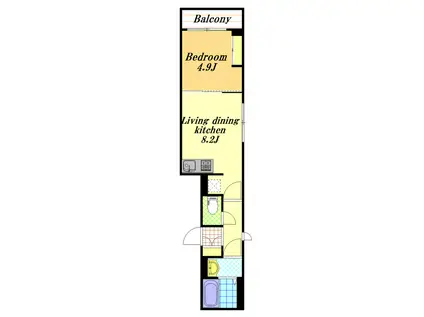 フーガII(1LDK/4階)の間取り写真