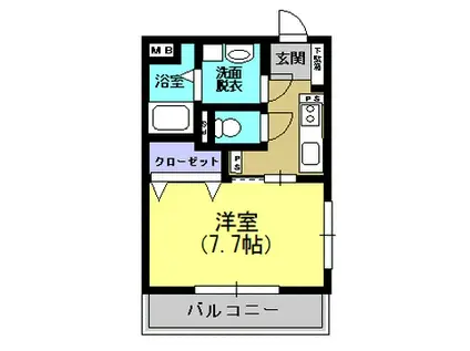 ラ・フォーレ郡元(1K/3階)の間取り写真