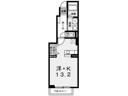 ソレイユII番館(1K/1階)の間取り写真
