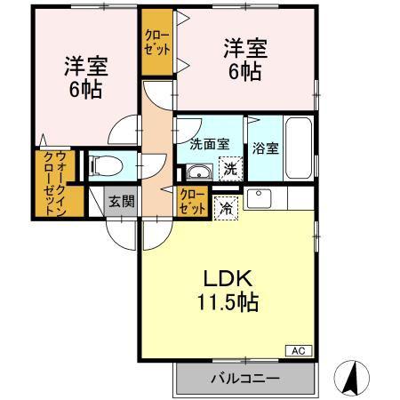 パルテールY(2LDK/2階)の間取り写真