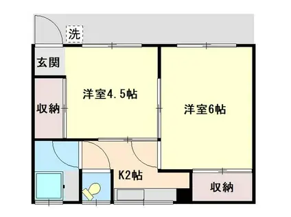 ケリー市川(2K/2階)の間取り写真