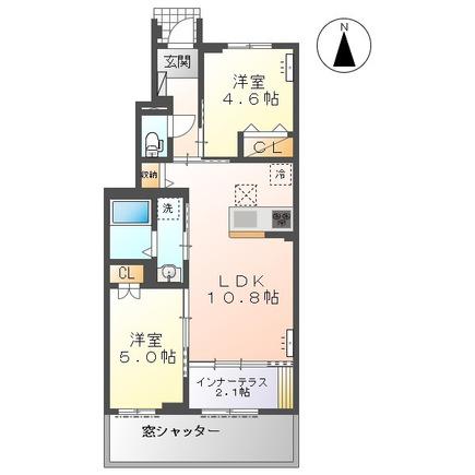 G.T.II(2LDK/1階)の間取り写真
