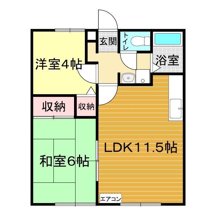サンビレッジ三島 A棟(2LDK/1階)の間取り写真