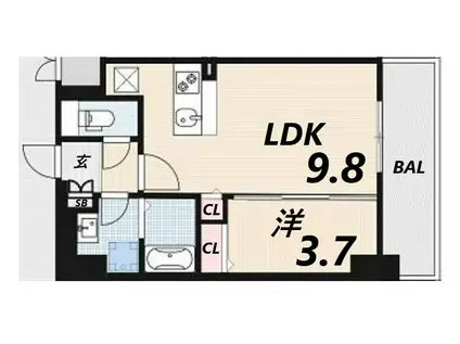 レジデンスH忍町(1LDK/1階)の間取り写真