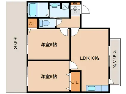 ハピネモア(2LDK/1階)の間取り写真
