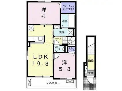 ＪＲ仙石線 蛇田駅 徒歩14分 2階建 築8年(2LDK/2階)の間取り写真