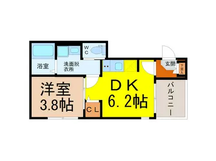 ベルリバー京田町(1DK/1階)の間取り写真