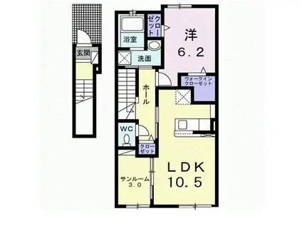 グラシア(1LDK/2階)の間取り写真