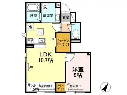 ソラーナ(1LDK/1階)の間取り写真