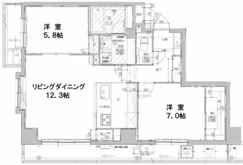 プライマル福岡平尾(2LDK/3階)の間取り写真