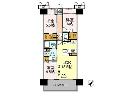 プレミスト鷹匠(3LDK/14階)の間取り写真