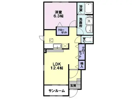 グレース フィールド(1LDK/1階)の間取り写真