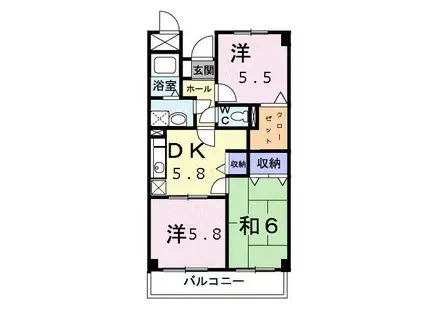 グランドール(2LDK/3階)の間取り写真