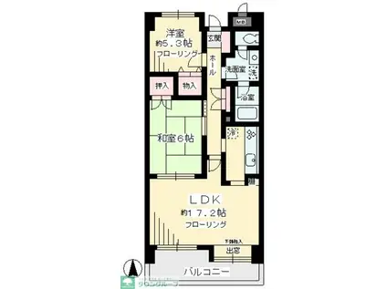 粕谷ツインビル(2LDK/4階)の間取り写真